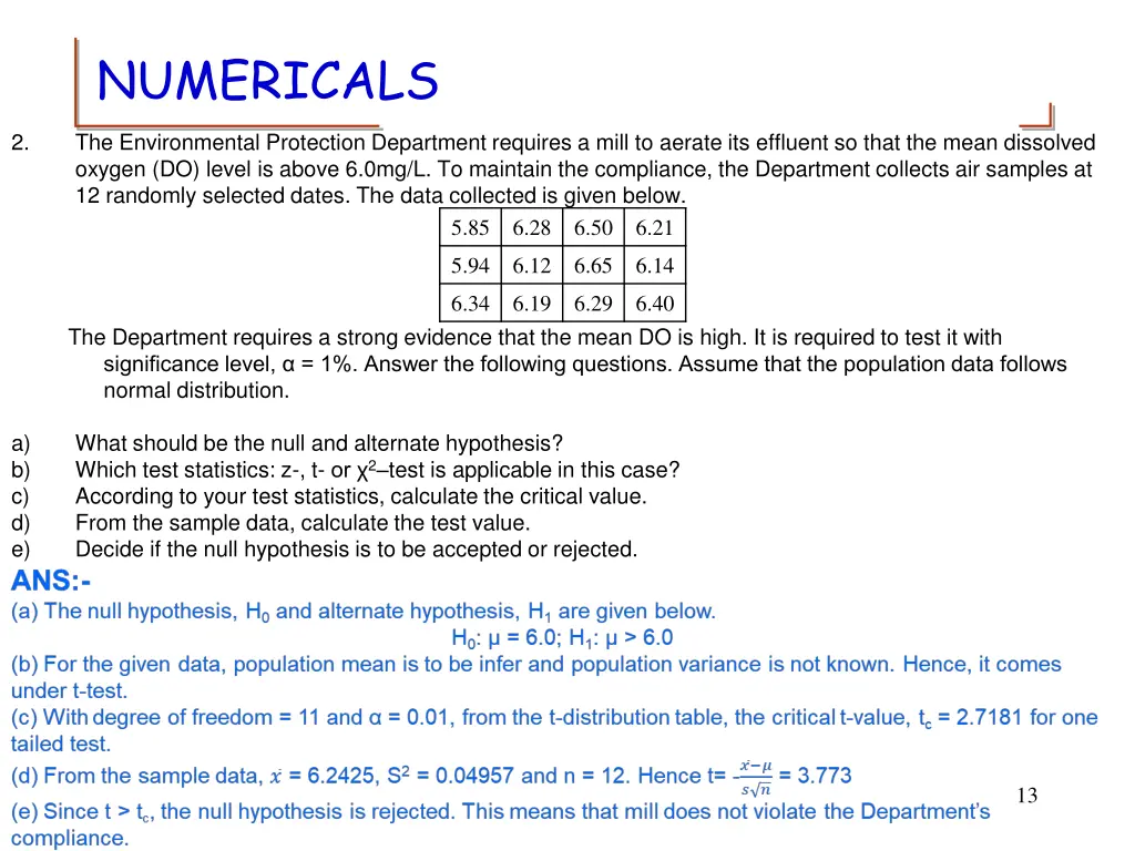 numericals 1