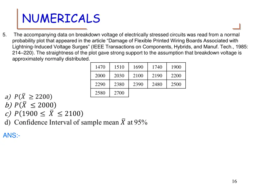 numericals 4