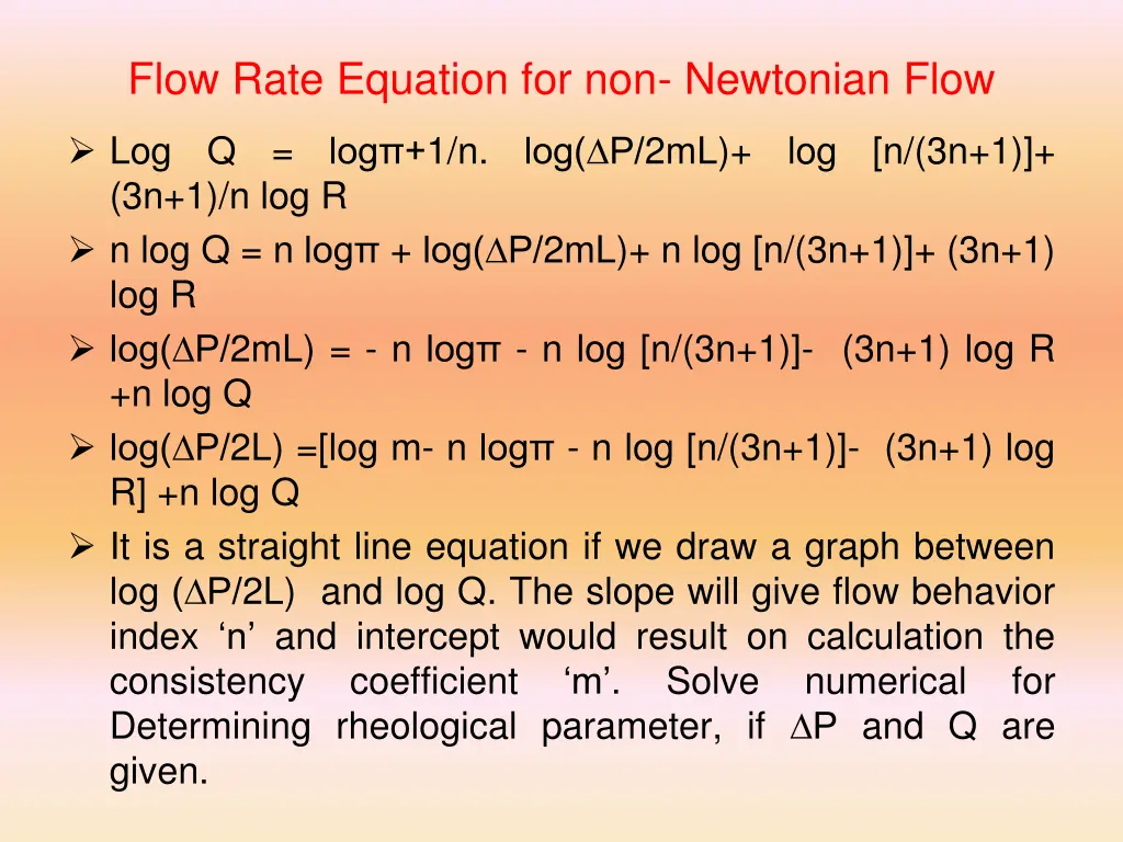 flow rate equation for non newtonian flow 1
