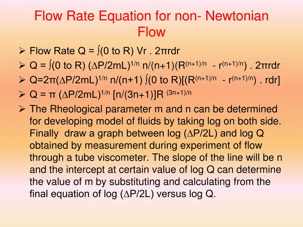 flow rate equation for non newtonian flow