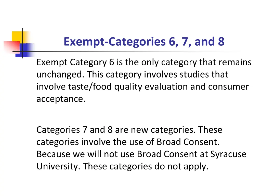 exempt categories 6 7 and 8