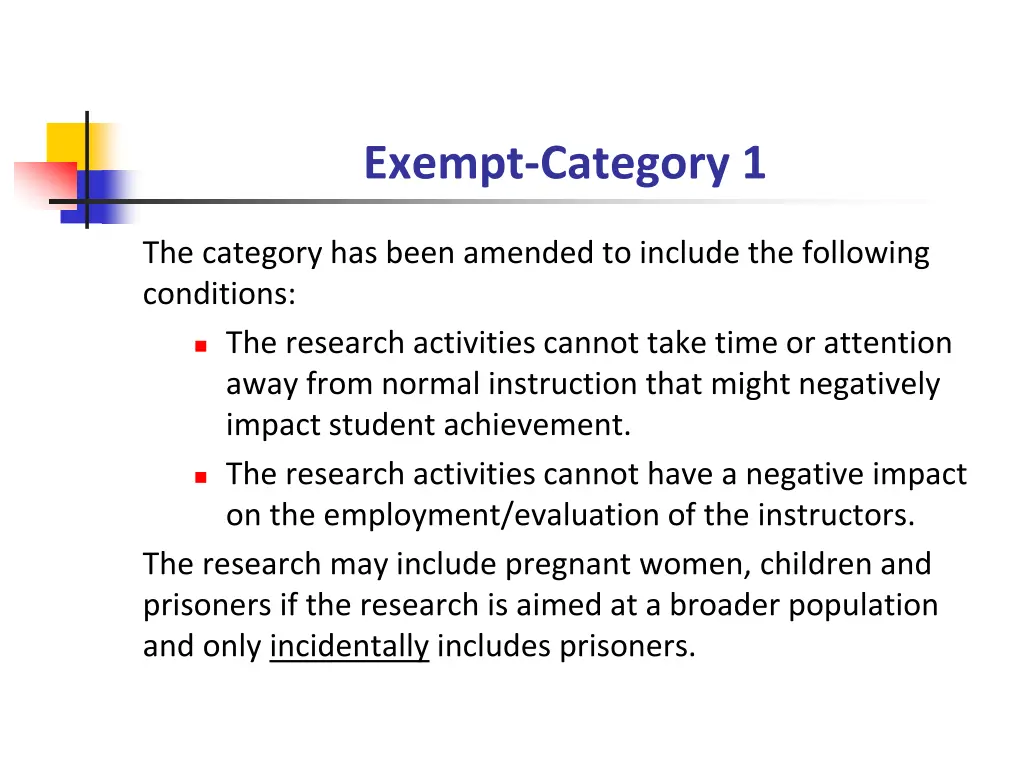 exempt category 1 1