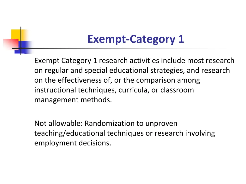exempt category 1