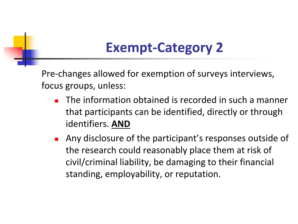exempt category 2 1