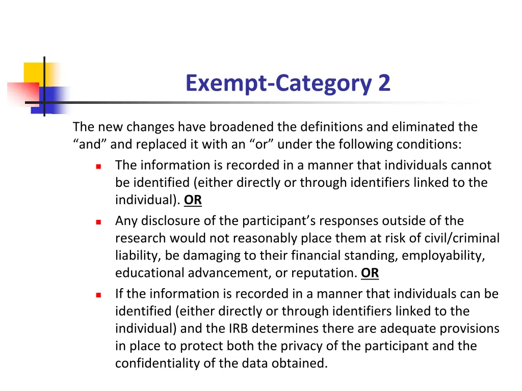 exempt category 2 2