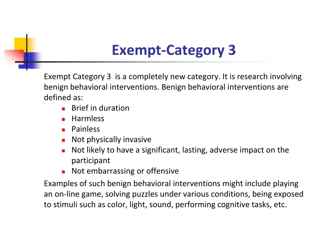 exempt category 3