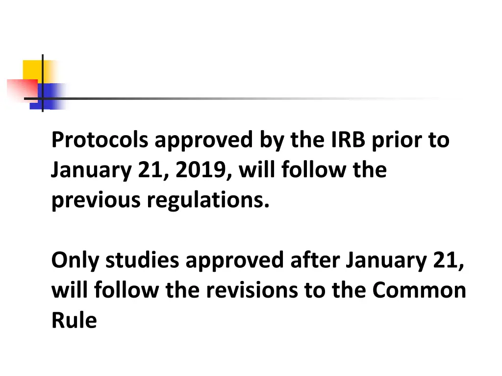 protocols approved by the irb prior to january