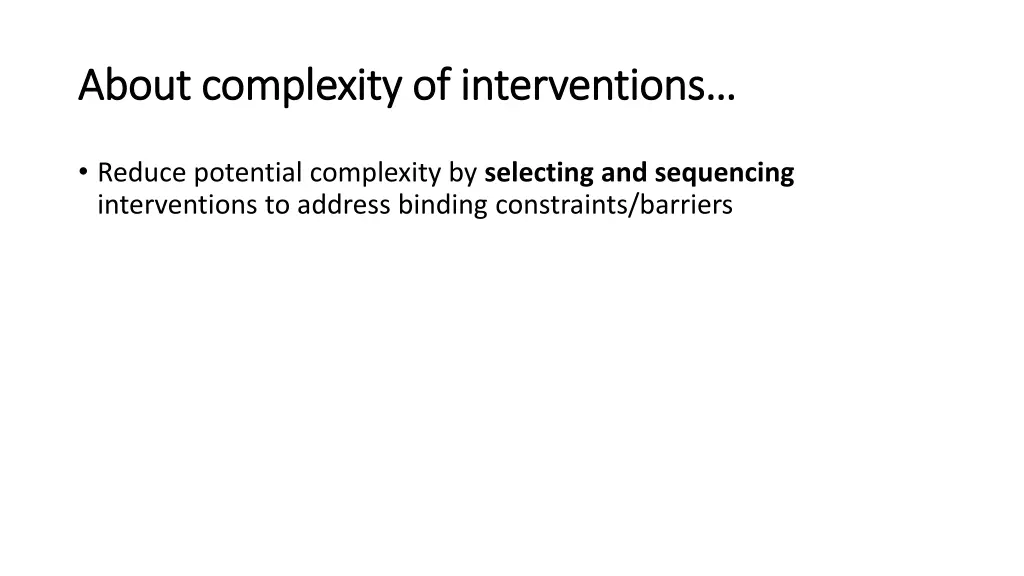 about complexity of interventions about
