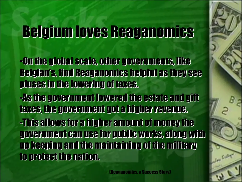 belgium loves reaganomics