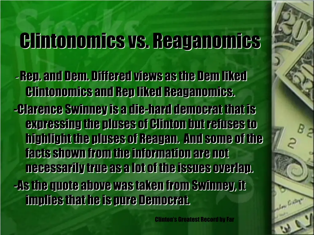 clintonomics vs reaganomics