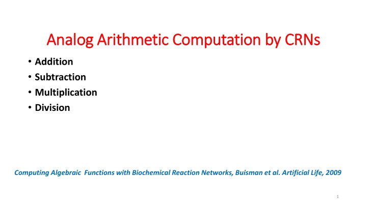 analog arithmetic computation by crns analog