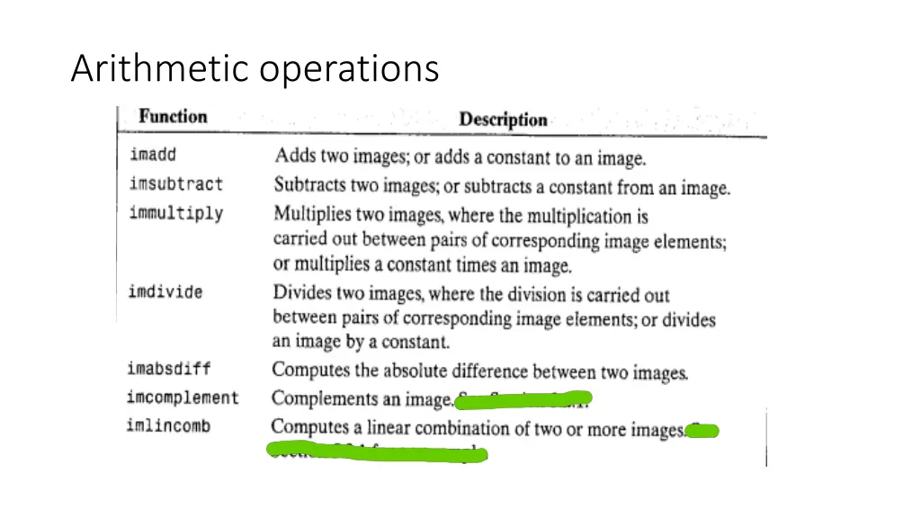 arithmetic operations