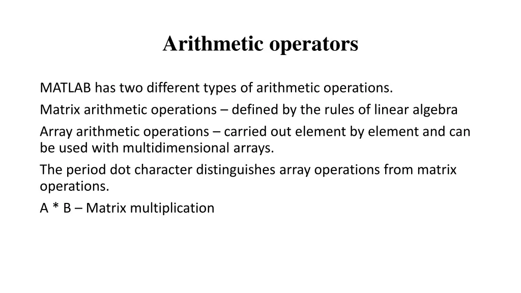 arithmetic operators