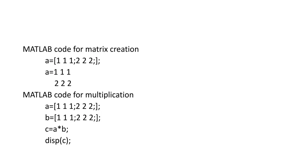 matlab code for matrix creation