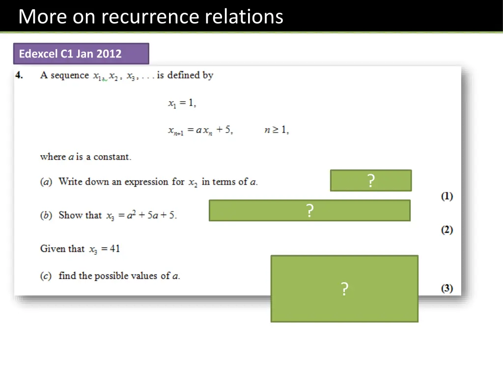 more on recurrence relations 1