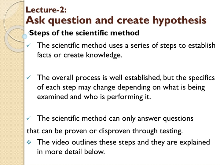 lecture 2 ask question and create hypothesis