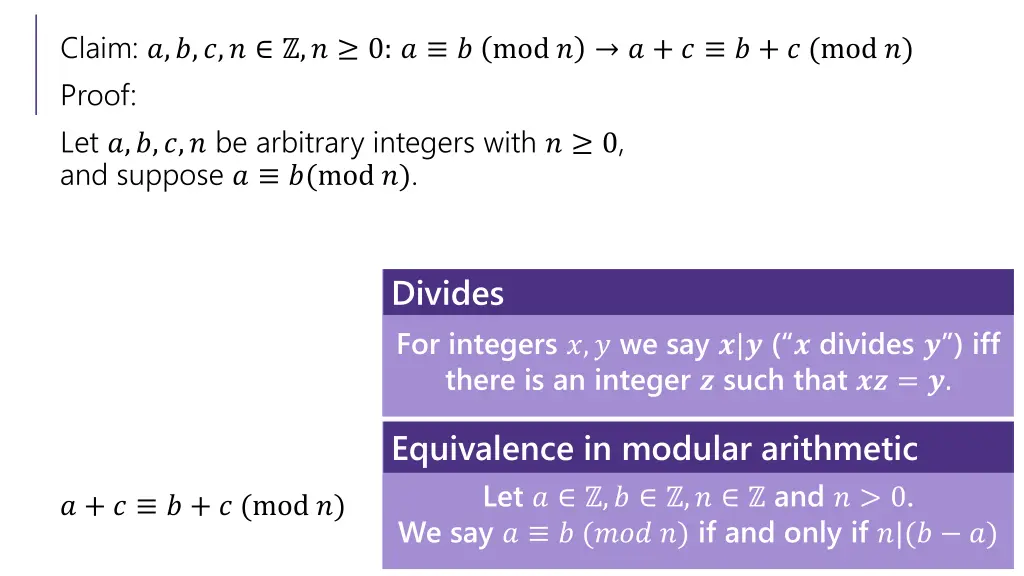 claim 0 mod mod proof let be arbitrary integers