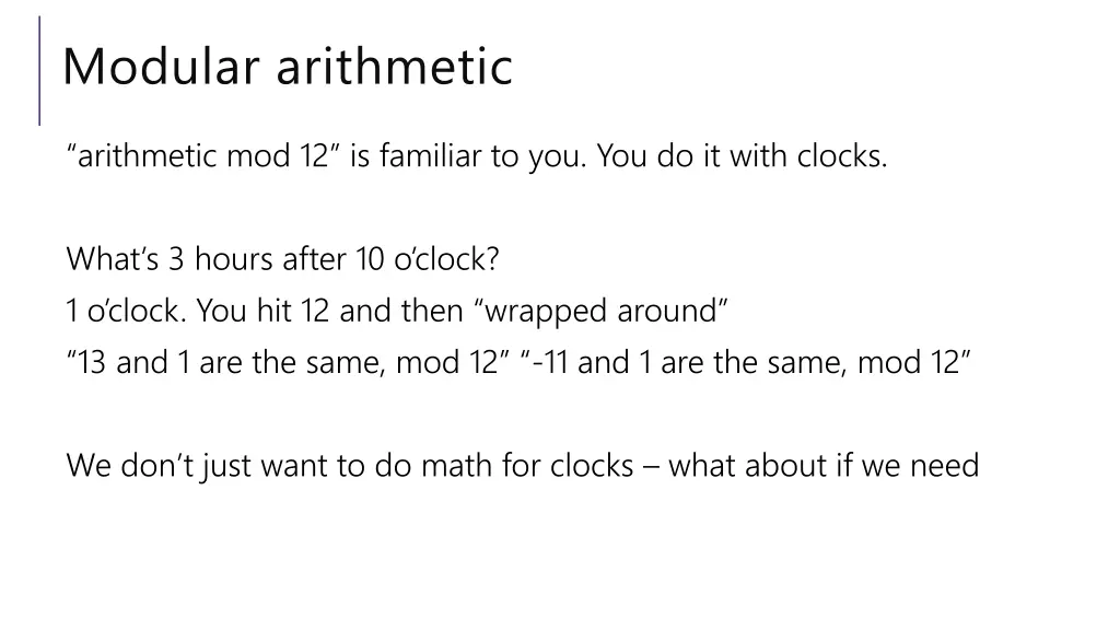 modular arithmetic