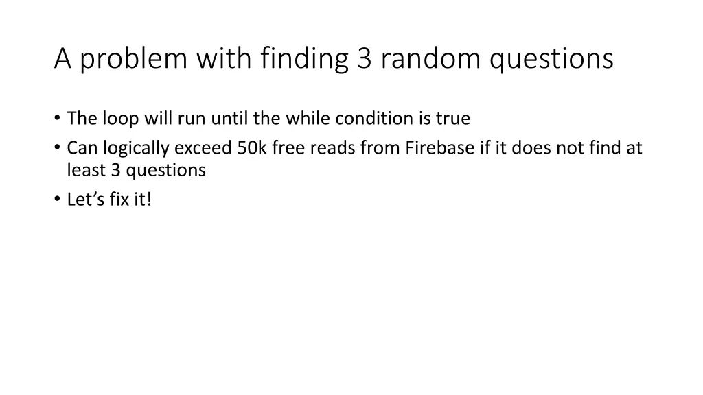 a problem with finding 3 random questions