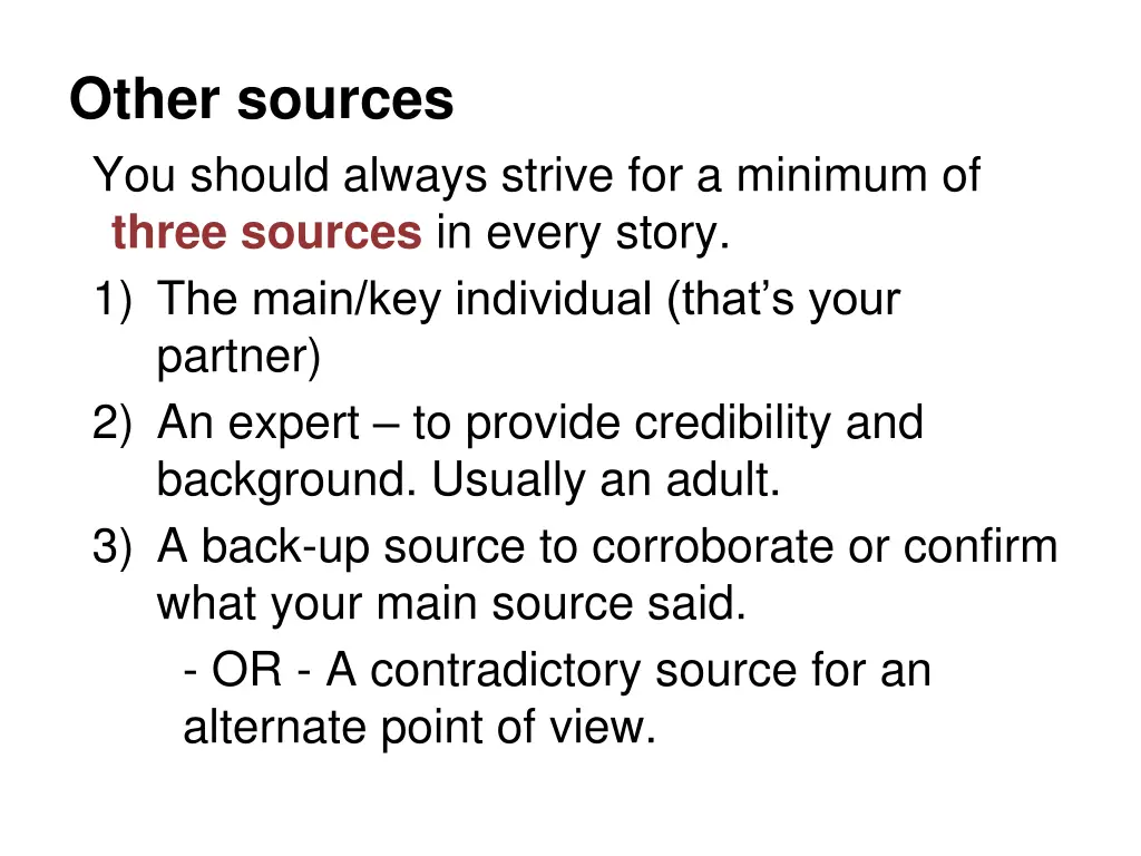 other sources you should always strive