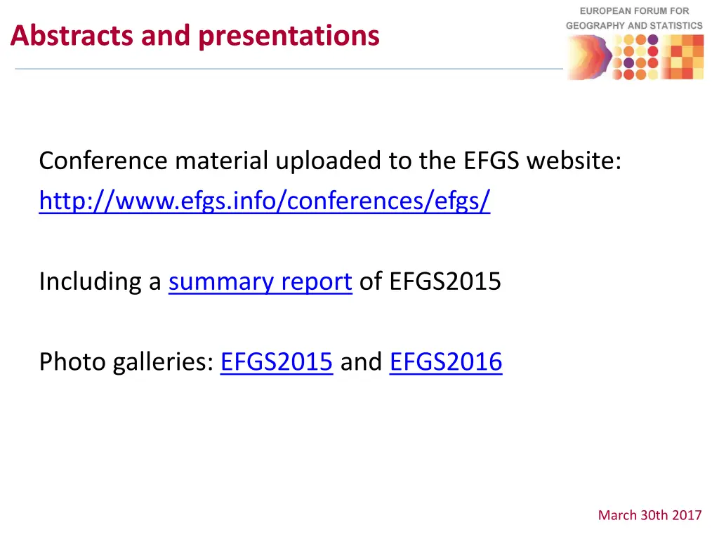 abstracts and presentations