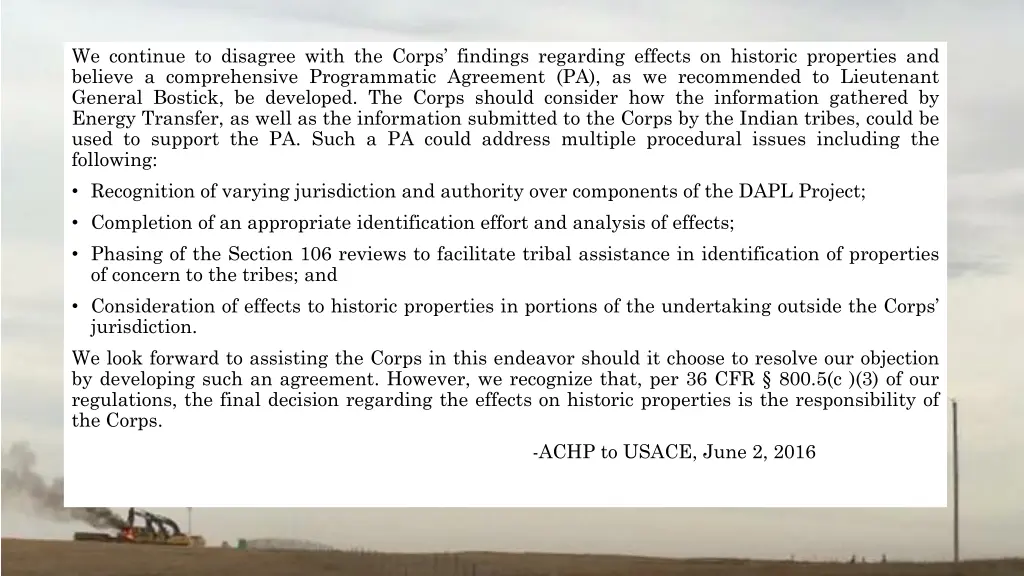 we continue to disagree with the corps findings