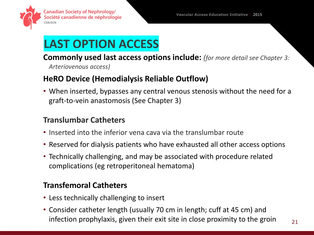 vascular access education initiative 2015 20