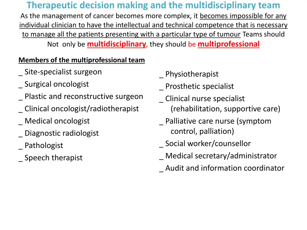 therapeutic decision making