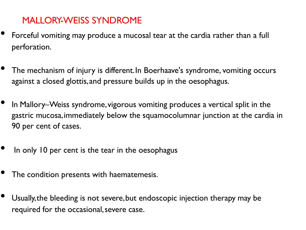 mallory weiss syndrome forceful vomiting