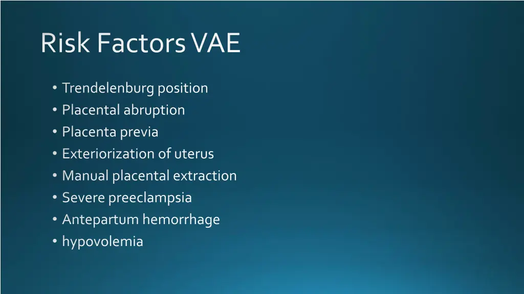 risk factors vae
