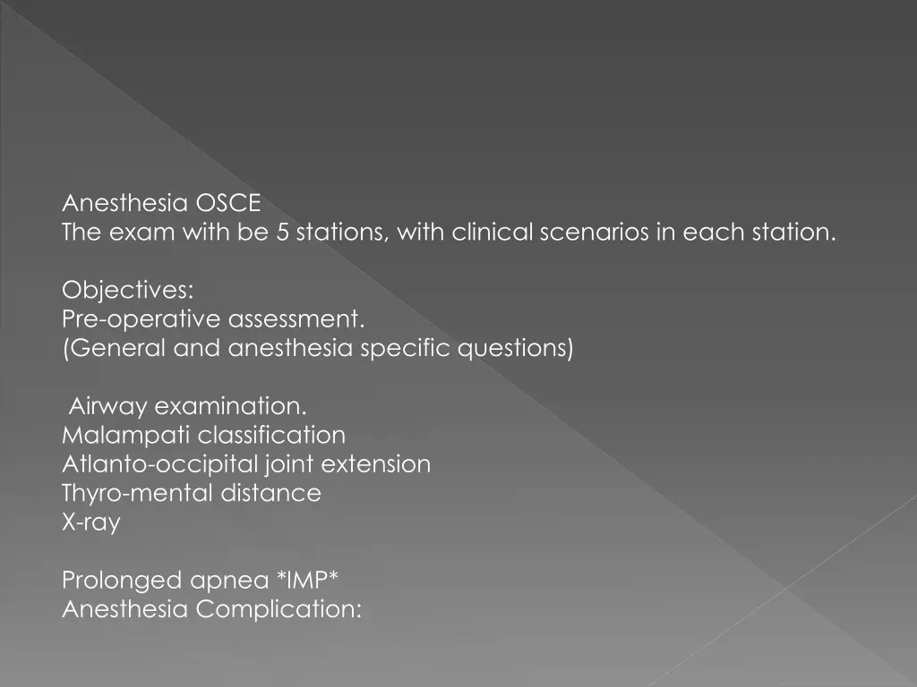 anesthesia osce the exam with be 5 stations with