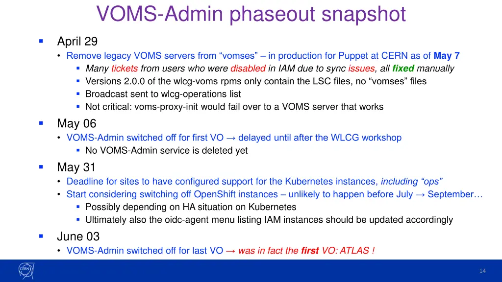 voms admin phaseout snapshot