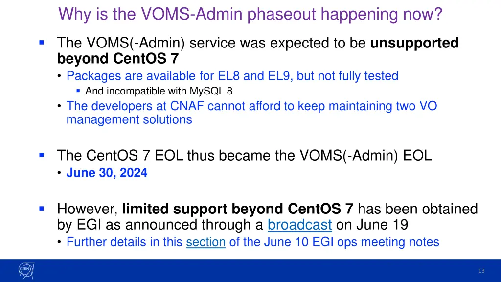 why is the voms admin phaseout happening now
