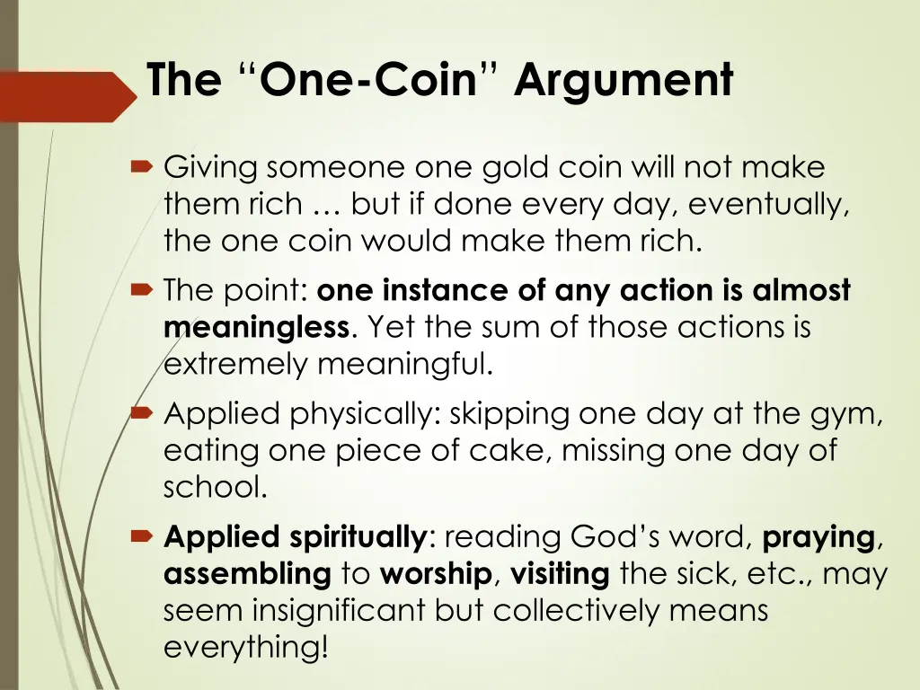 the one coin argument