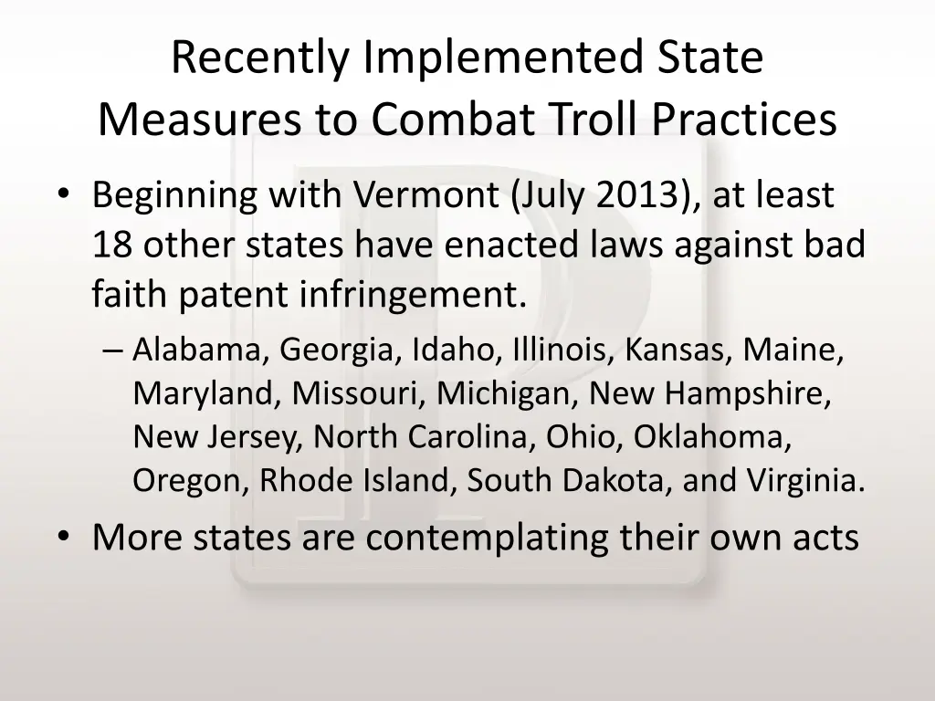 recently implemented state measures to combat
