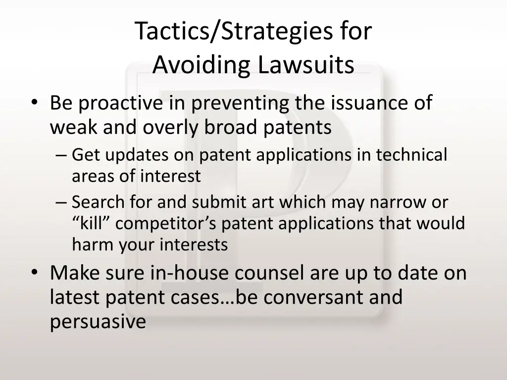 tactics strategies for avoiding lawsuits 1