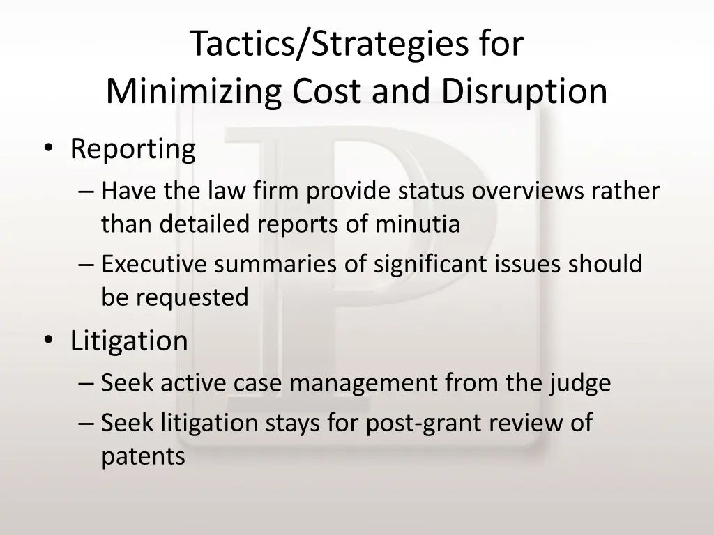 tactics strategies for minimizing cost 3