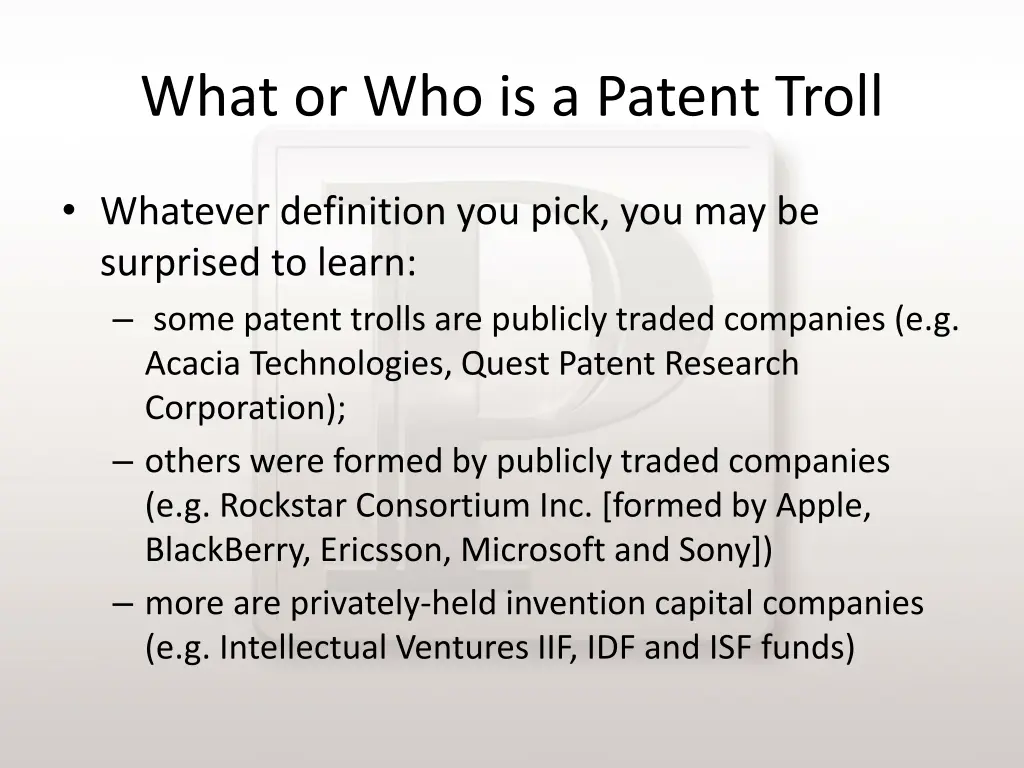 what or who is a patent troll 2