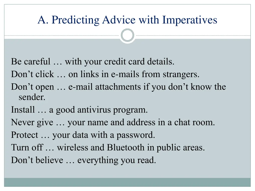 a predicting advice with imperatives