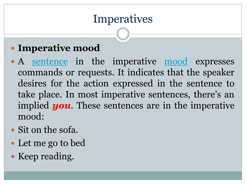 imperatives