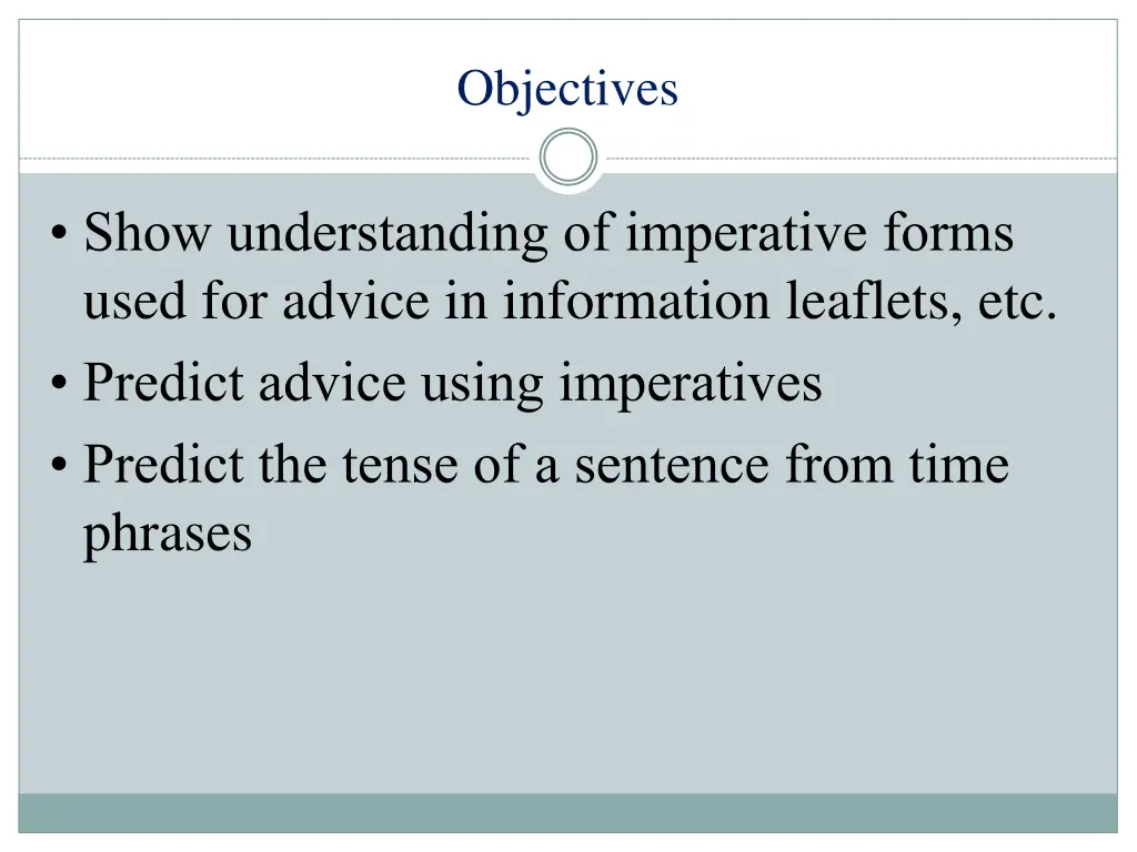 objectives