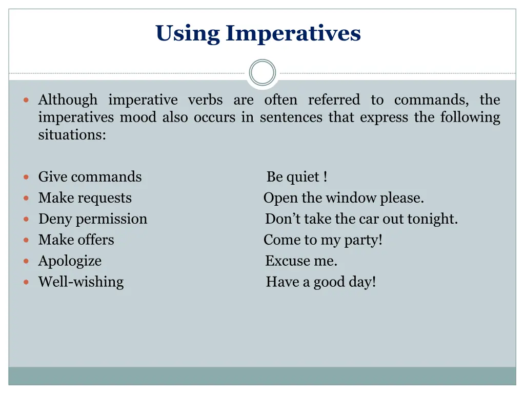 using imperatives