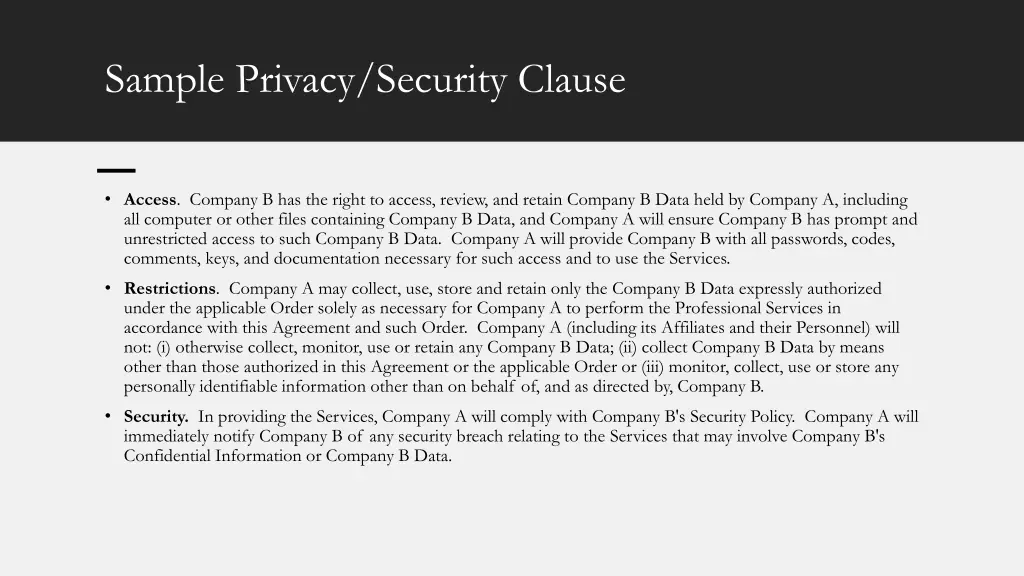 sample privacy security clause