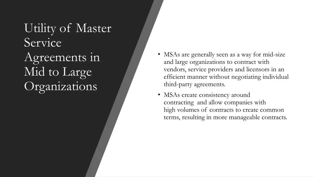 utility of master service agreements