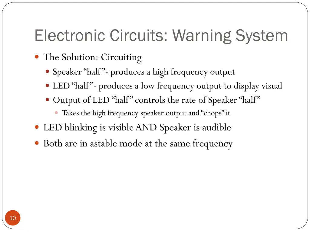 electronic circuits warning system 1
