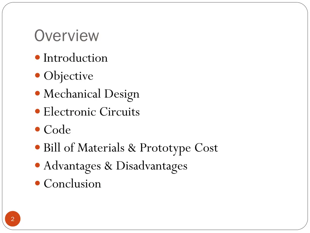 overview introduction objective mechanical design