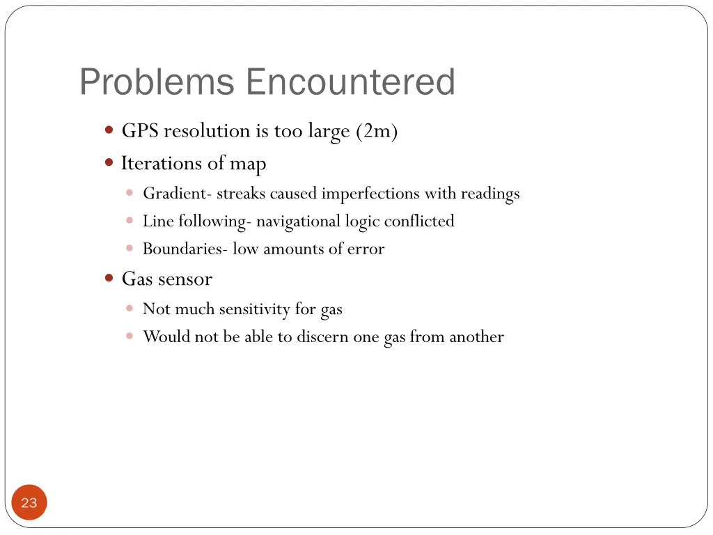 problems encountered
