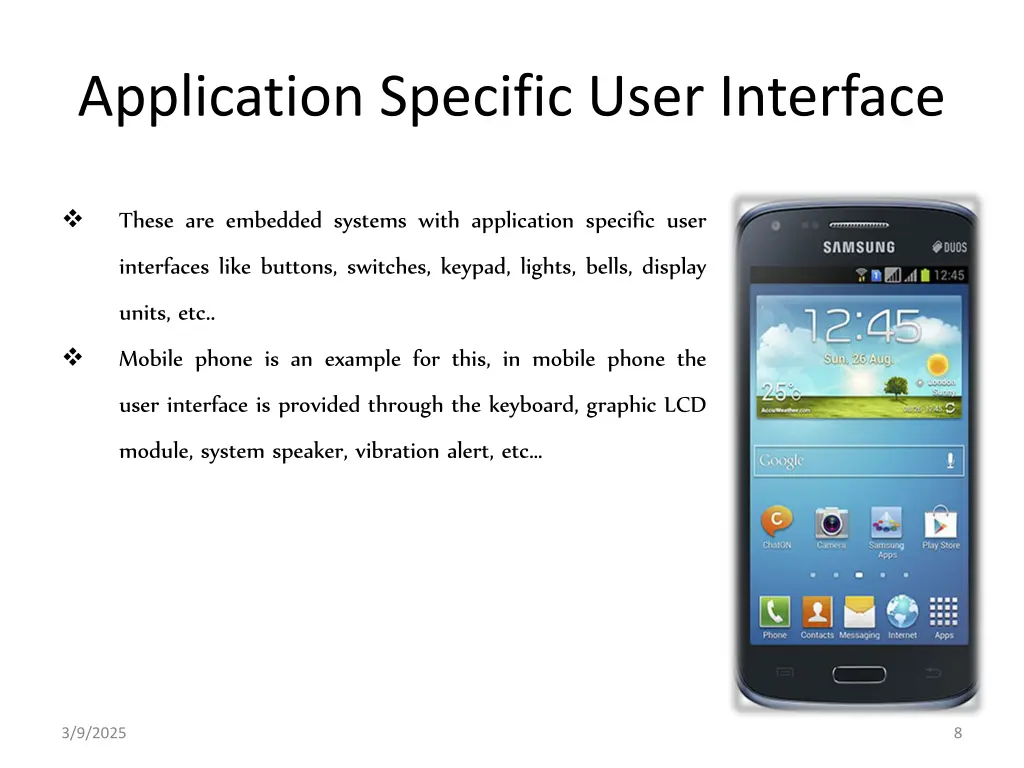 application specific user interface