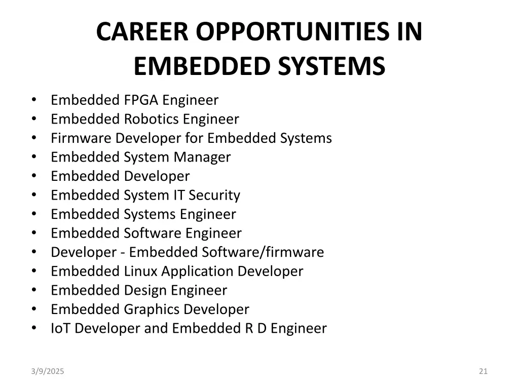 career opportunities in embedded systems