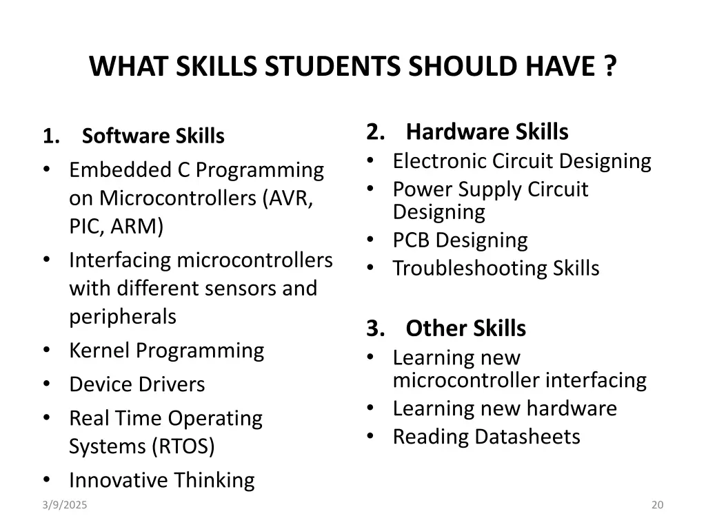 what skills students should have